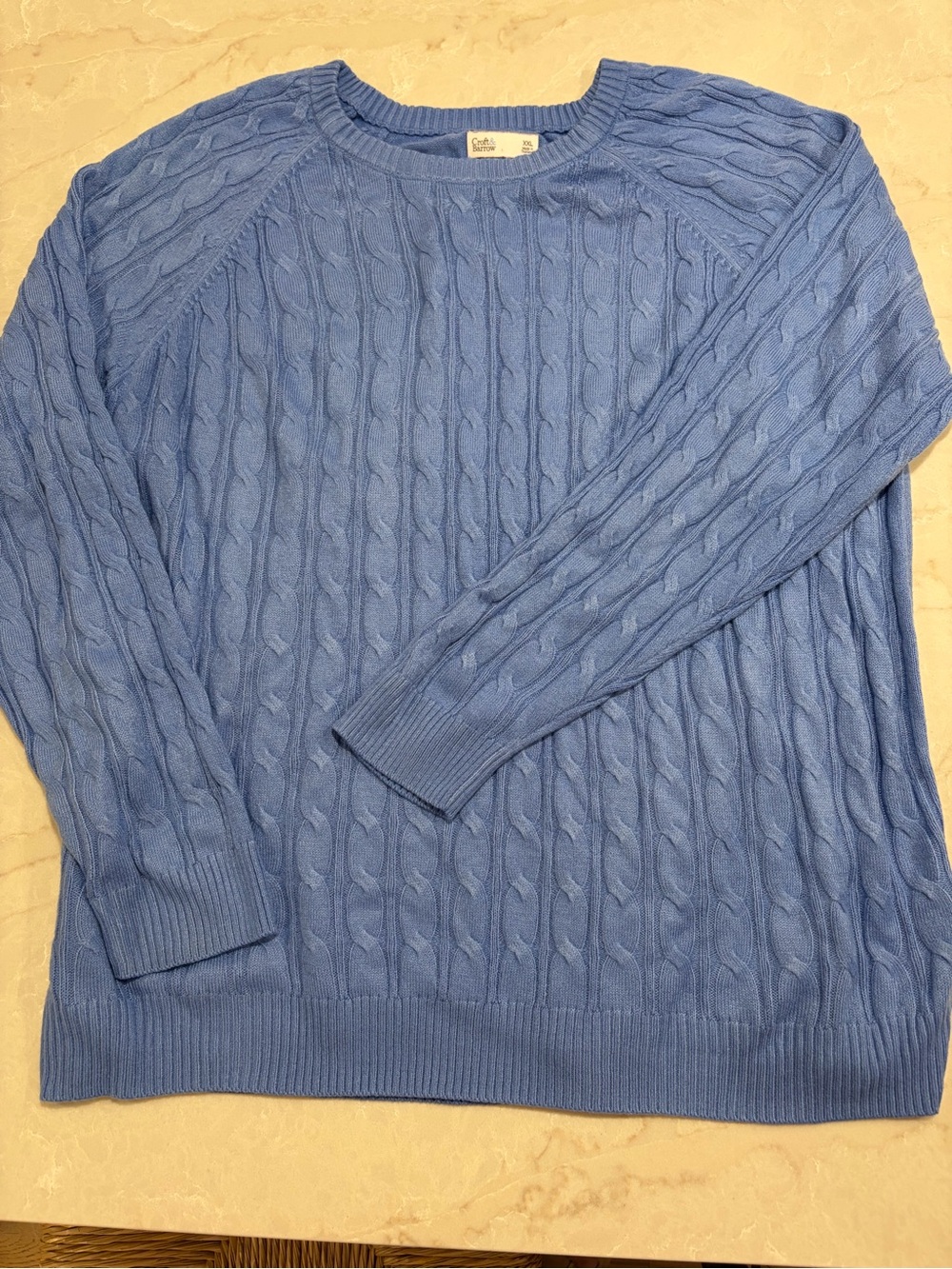 Women’s Cable Knit Crewneck Sweater - Light Blue